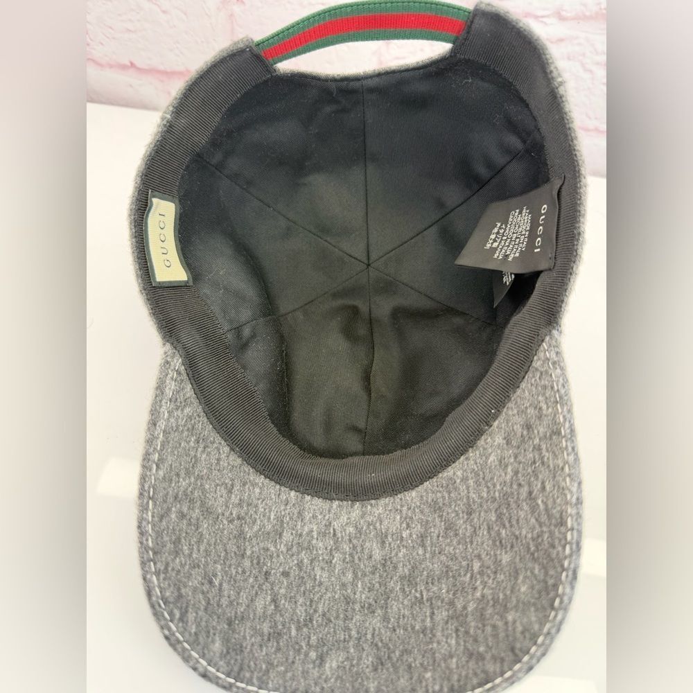 Gucci Web Gray Wool Baseball Hat Cap Rare XL - Picture 8 of 13